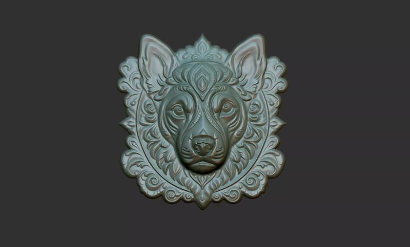 Wolf Pendant Bas Relief 01