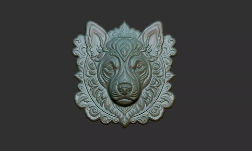 Wolf Pendant Bas Relief 01