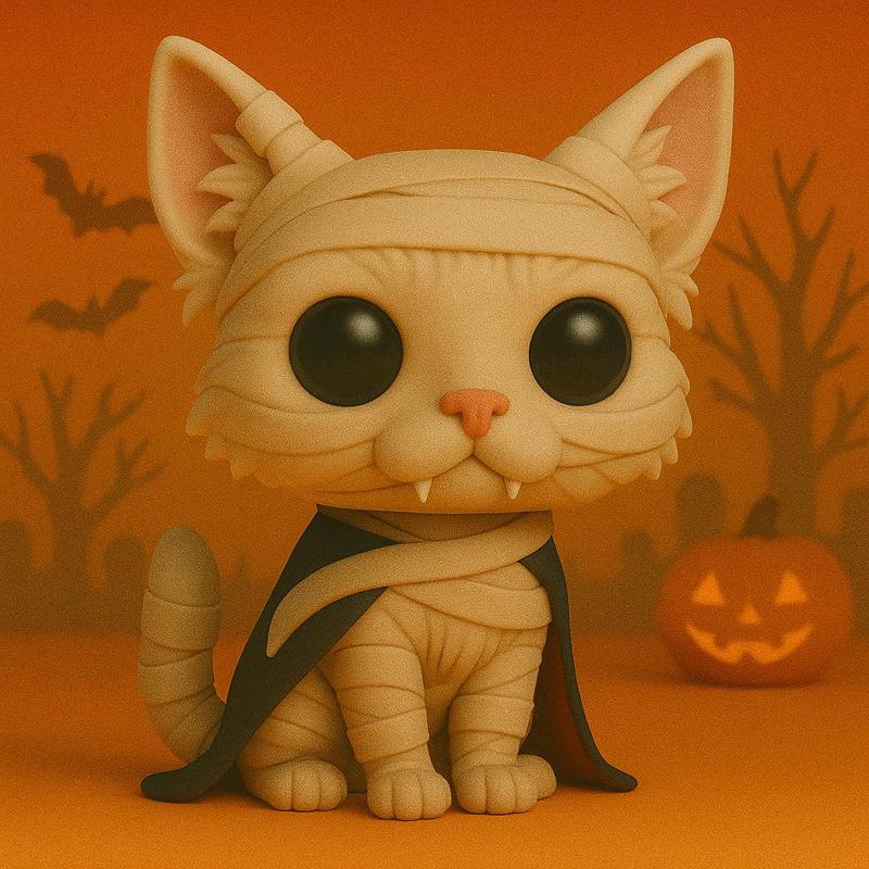 Turkish Angora Cat Halloween Mummy POP POP -STL