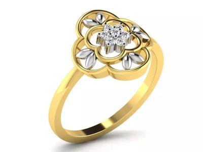 Light Weight Yellow Gold Diamond Ring  -DR-6277