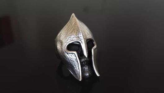 Leonidas Spartan Helmet Skull Ring Stl 3D Model Silver Casting