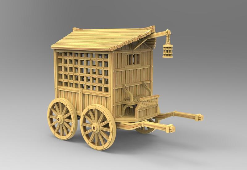wooden Prison Carriage – Captive’s Cage on Wheels