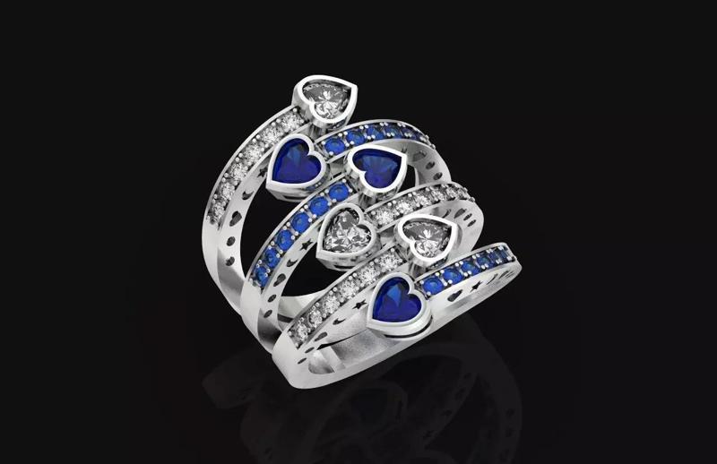 longring  ring with hearts  diamond engagement 688