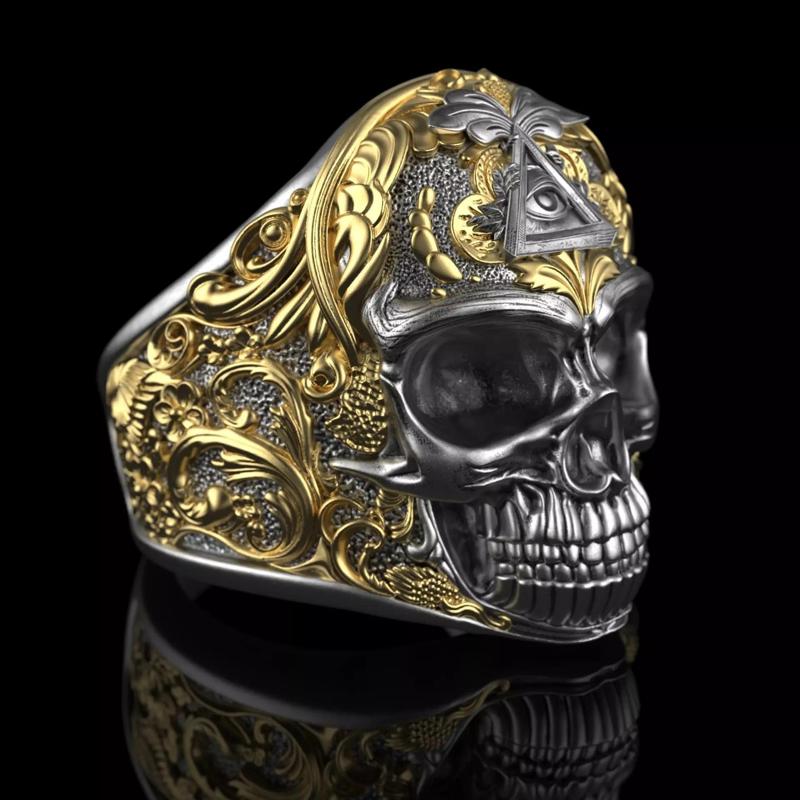 Jewelry Skull Ring with Eye Masonic Symbol 0318 Set 7-13US