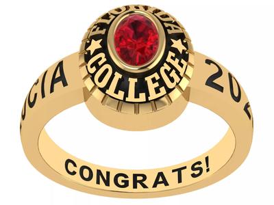 Personalized Class Ring 9 - Oval Gem for Females