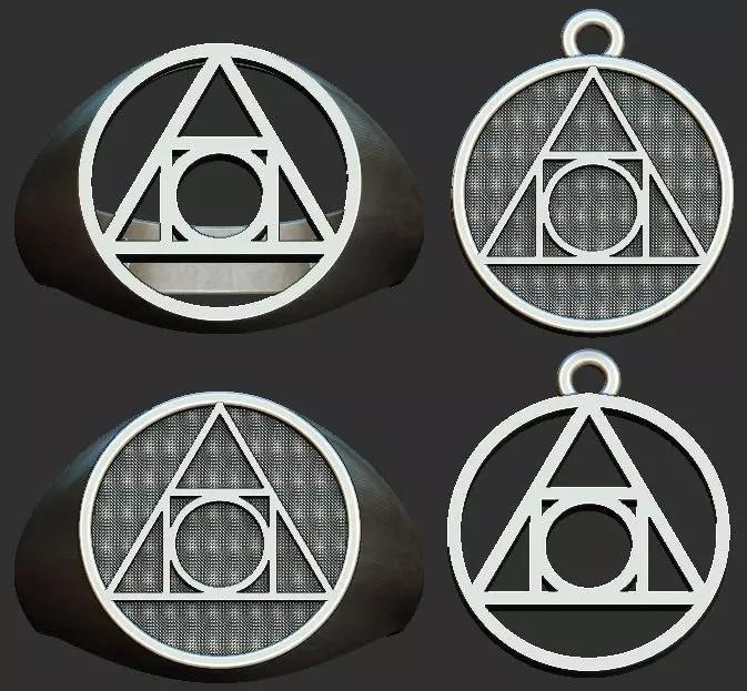 Philosopher Stone Alchemy symbol - Ring and Pendant