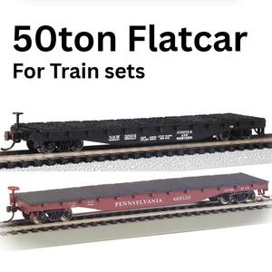 Detailed 50-Ton Flatcar 3D Model – Editable