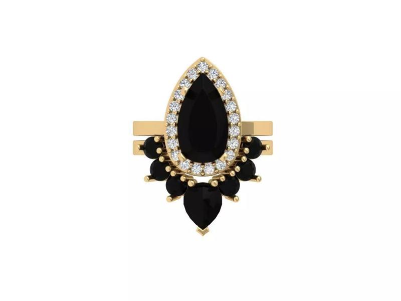 Pear Solitaire Ring Bridal set