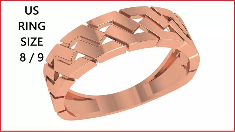 Cuban Chain Link Plain Gold Ring 3dm stl renders details
