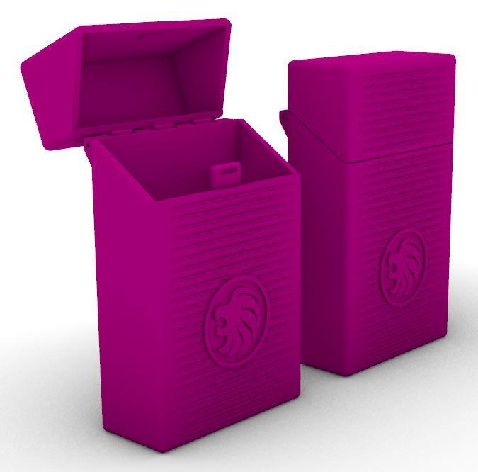 Leo logo, lidded box for slim size cigarette packs