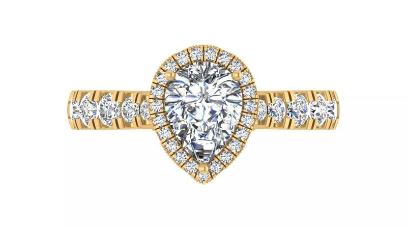 Pear-Cut Halo Diamond Engagement Ring