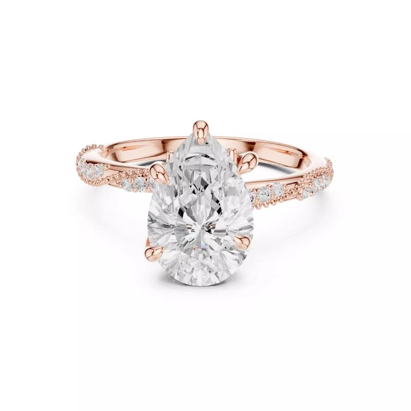 Pear Cut Diamond Milgrain Design Wedding Ring 3DM STL Video