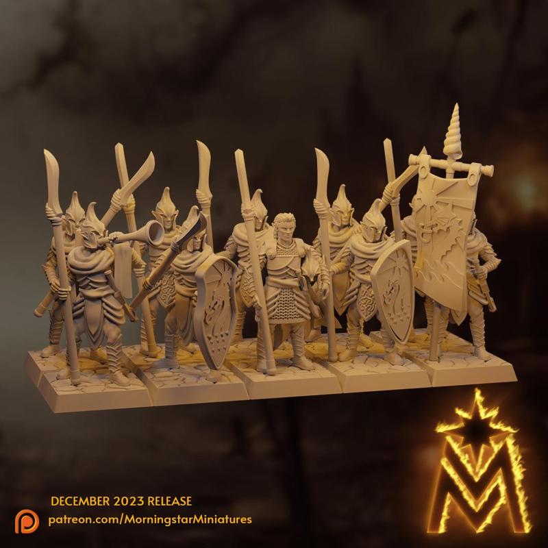High Elf Spearmen Unit | 32mm Scale Presupported Miniatures