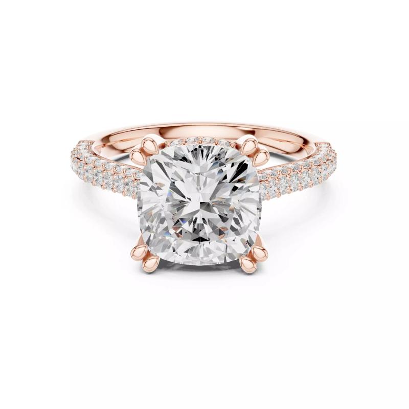 Double Claw Prong Cushion Cut Diamond Wedding Ring 3DM STL Video