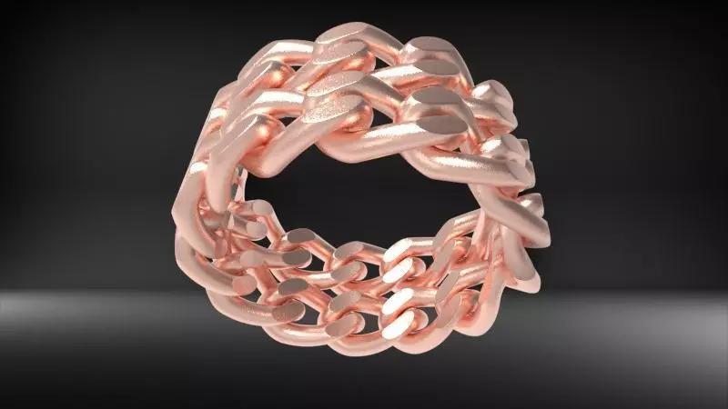 Double Cuban Link Chain Ring Stackable Ring Jewelry