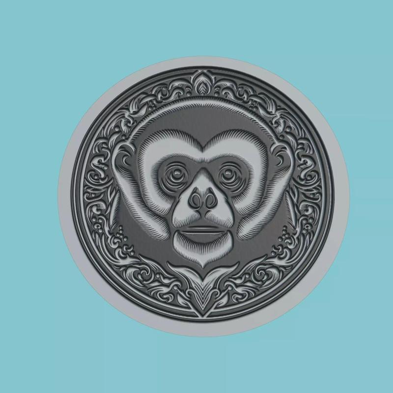 Gibbon Animal Medallion Gibbon Print Model