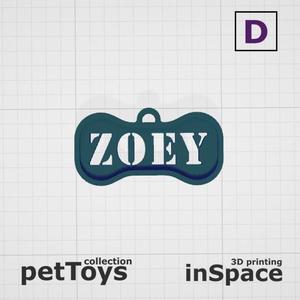 Pet - Dog - Tag - Zoey - Bone - Customized -