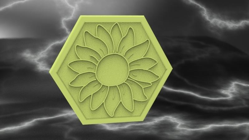 HexaDaisy Coaster with Daisy and Polygonal Heart | Series 2 of 4