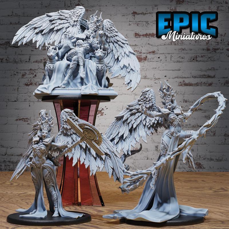 Cat Goddess Bastet Avatar Set ‧ DnD Miniature ‧ Tabletop Miniatures ‧ Gaming Monster ‧ 3D Model ‧ RPG ‧ DnDminis ‧ STL FILE