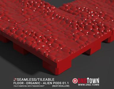 3D Modular Dungeon Tile: Floor - Organic - Alien Pods 1.1 (NEAT/SHALLOW) - DnD Town Minis (www.dnd.town)