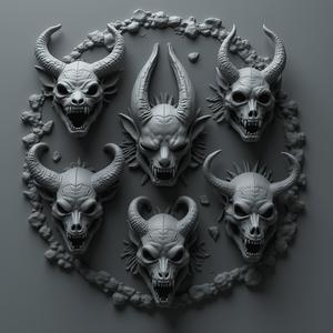 Chaos Demon Lord Skull Bits Set for Wargaming Miniatures