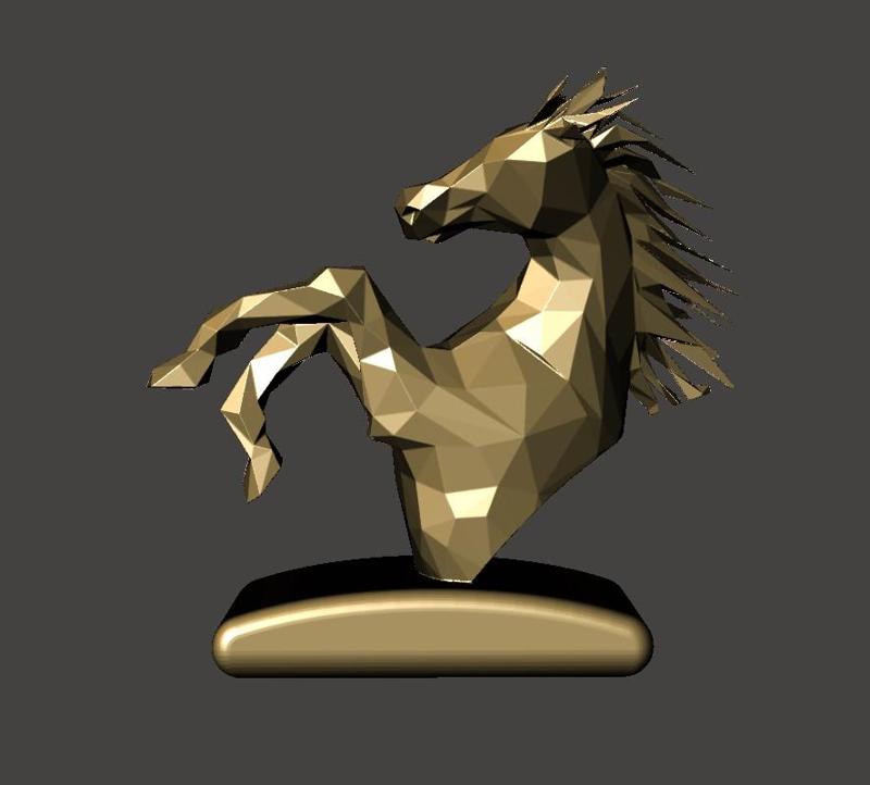 Graceful Equine Elegance: Captivating Low Poly Horse Bust