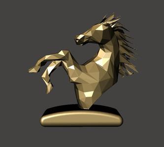 Graceful Equine Elegance: Captivating Low Poly Horse Bust