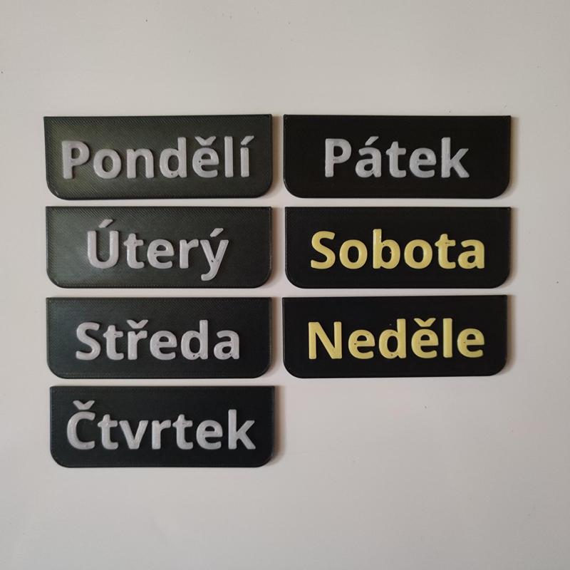 Dny na magnetickou tabuli (pondeli, utery, streda...