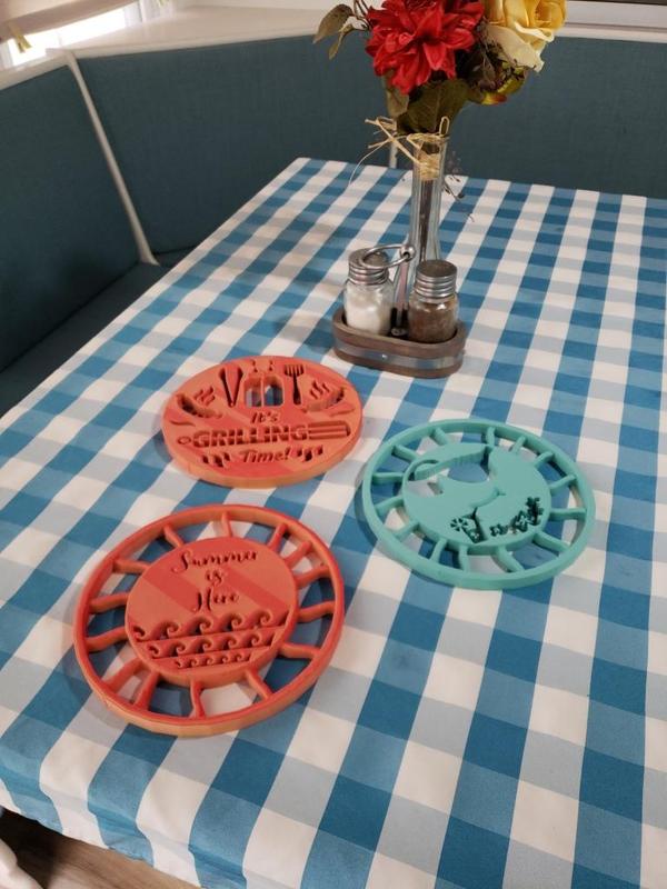 Summer time themed trivets - Hot pot coasters for BBQs and Picnics