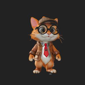 Intelligent Cat Character 3D Model - Fun and Detailed 3D Printable Cat model