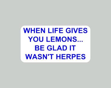 WHEN LIFE GIVES YOU LEMONS... BE GLAD IT WASN'T HERPES, sign