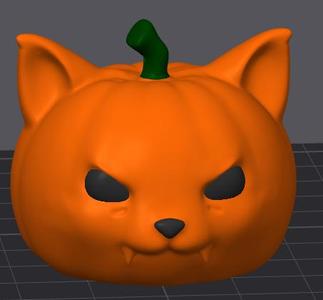 Evil Cat Pumpkin Key Ring