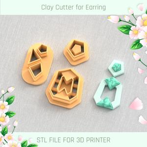 Geometric Earring with Precious Stones B POLYMER CLAY CUTTER