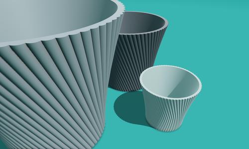 Planter 03 - Curvy Slope, with drainage hole and saucer