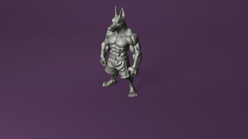 Doberman with Muscular Human Body – Badass 3D Model for 3D Printing STL