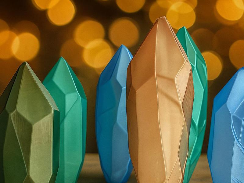 Polygonal Power Crystals – Stylized Gemstone Decor