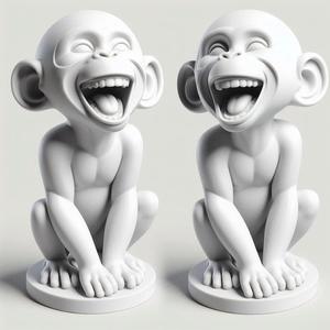 490 Laughing Monkey - 3D Printed Full-Figure Statue, pug, dachshund, poodle, cat, dog, monkey, zebra, animal, armadillo, lion, fox, faun, pomeranian, troll, platypus, majestic, sculpture, fantasy, crocodile