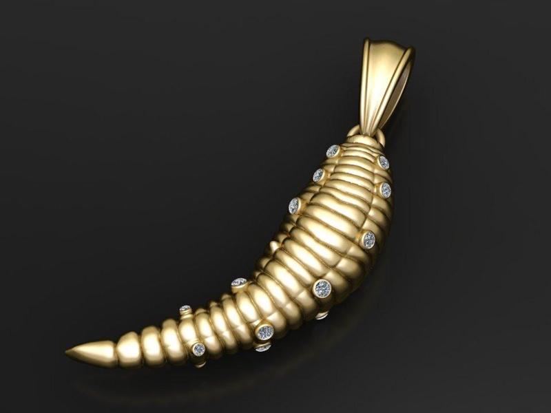 Coiled Horn Diamond Pendant  3d printable model