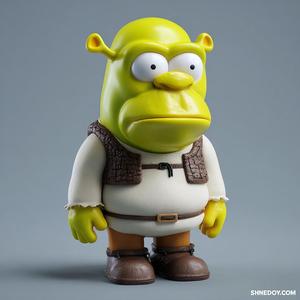 🍩 "Homer-Shrek" – Chibi Fusion Vinyl Toy (STL)