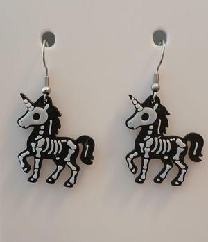 Skeleton Unicorn – Halloween Earrings & Keychain STL (Non-AMS, 2-Color)