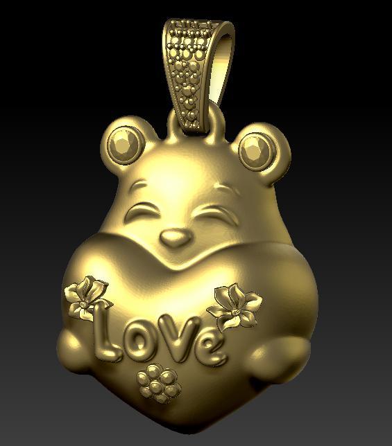 BEAR LOVE GOLD PENDANT  3d printable model