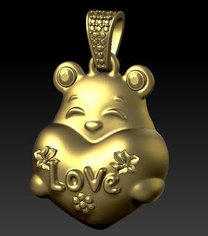 BEAR LOVE GOLD PENDANT  3d printable model