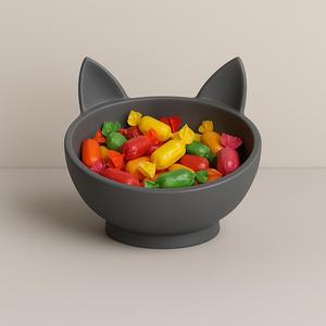 3D Printed Cat Ear Candy Bowl – Cute Animal Shaped Snack Dish