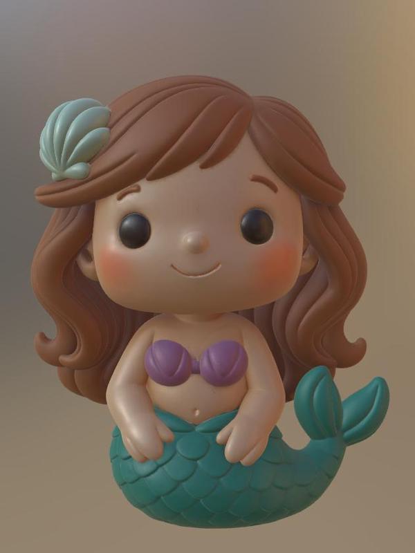 Cute Mermaid Figurine | 3D Printable Ocean Toy Model for Kids & Decor