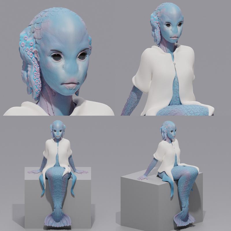 alien mermaid - oc 3d printable files