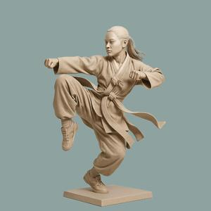 Dynamic Martial Artist Girl – High-Detail Action Pose Statue