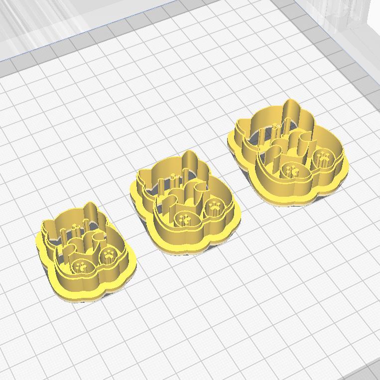 polymer clay cutter in three sizes, cat with heart #10 for valentine's day