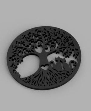 Tree of life keychain cat