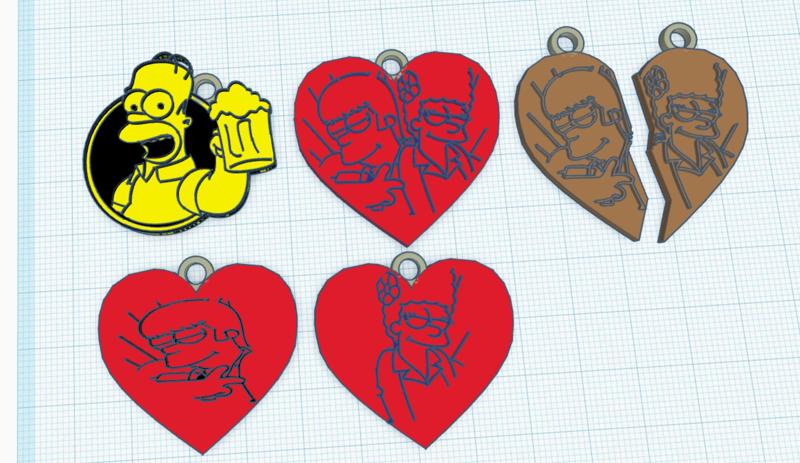 homer and marge love keychain-pendant