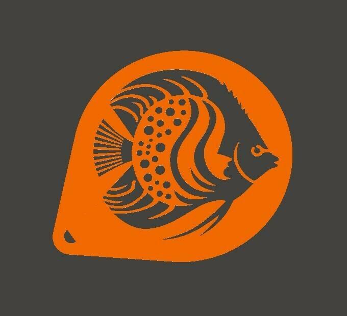 Ornamental Fish Discus Stencil 2